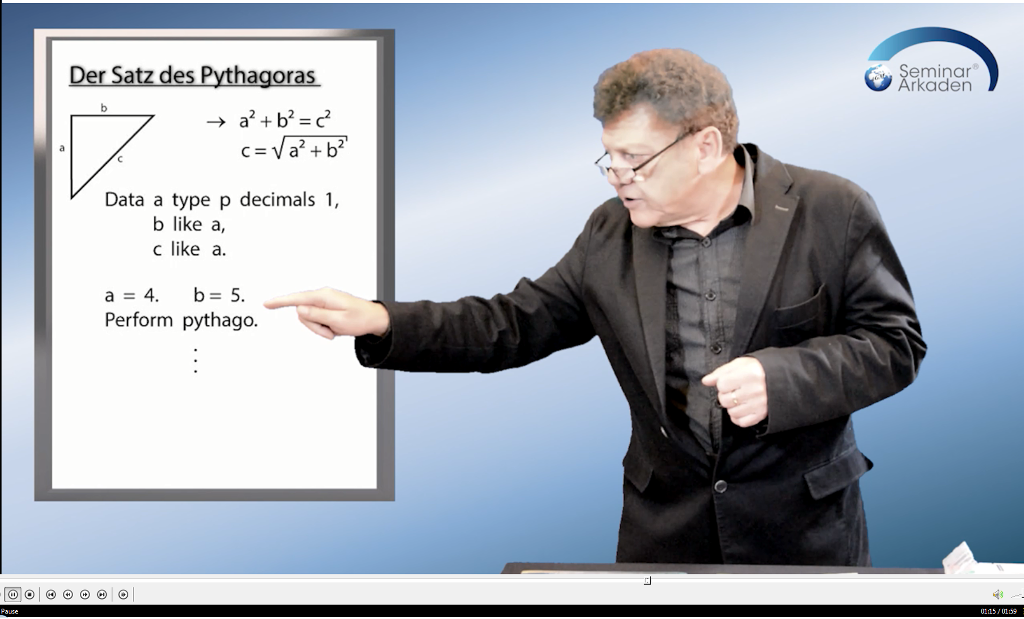 Präsentation Pythagoras Bluescreen