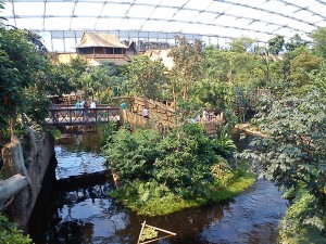 Blick über die Totenkopfäffcheninsel zum Pfahldorf copyright by thk-design